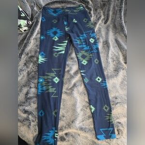 LuLaRoe Women's Leggings with Blue and Green Geometric Pattern
